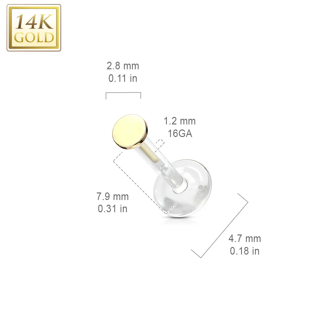 14K Solid Gold Circle Top Bio Flex Shaft Labret Monroe Cartilage - Image 3