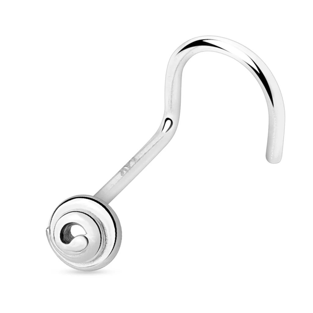 14K Solid Gold Spiral Top Nose Screw Ring - Image 2