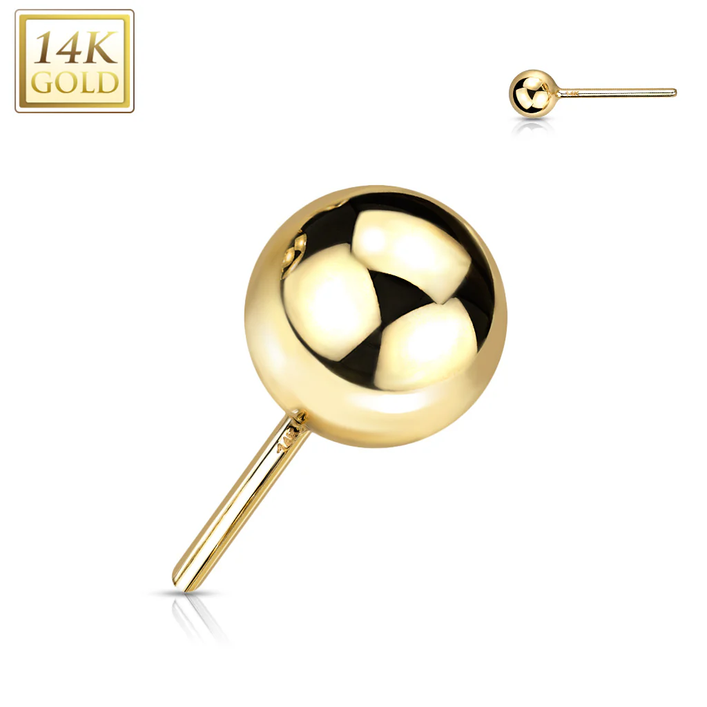 14K Solid Gold Threadless Push In Top Ball Replacement For Lip - Image 3