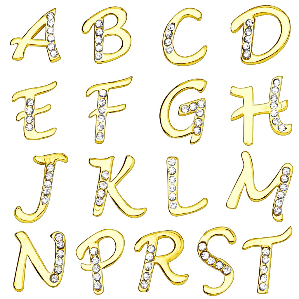 Gold Plated Initial Dangle Navel Belly Button Ring - Image 2
