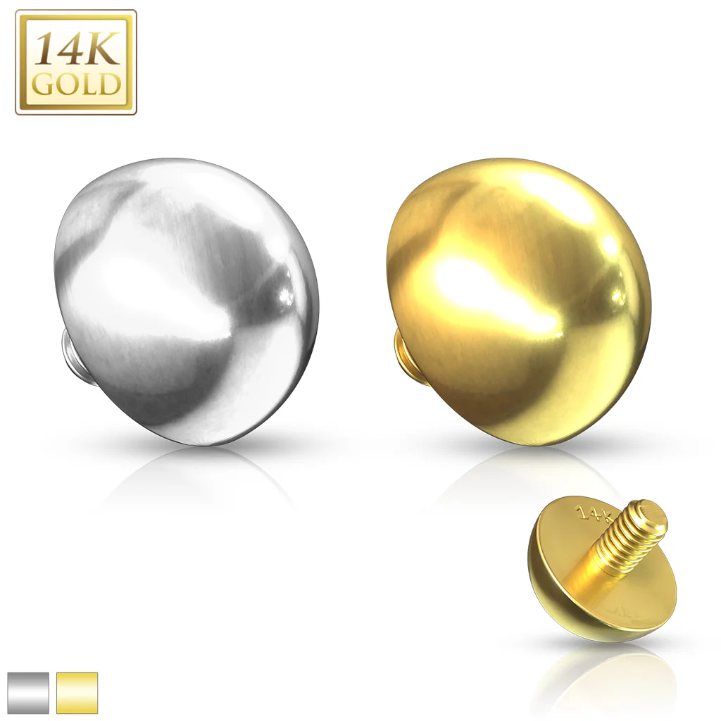 14K Solid Gold Dome Internally Threaded Dermal Anchor Top - Image 3