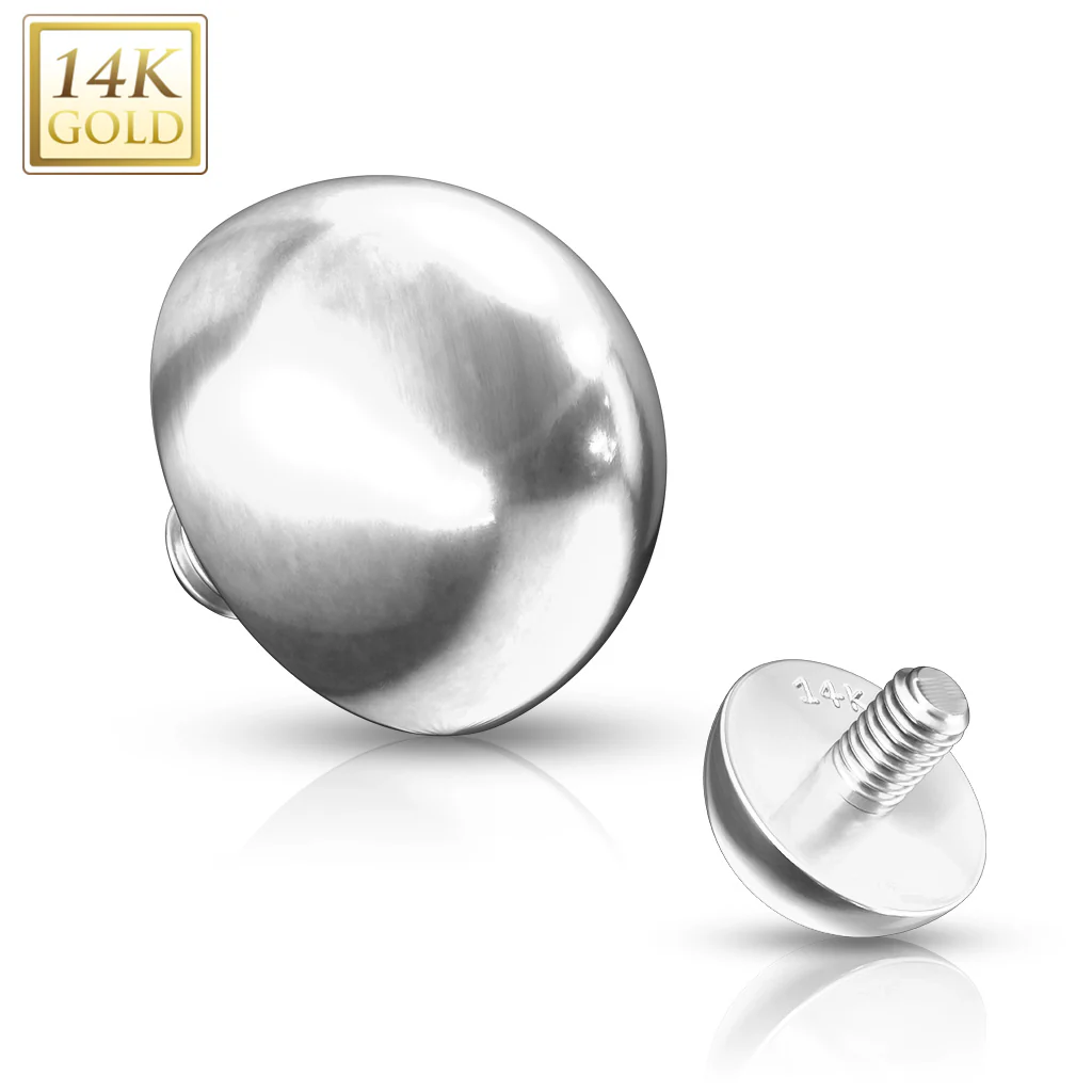 14K Solid Gold Dome Internally Threaded Dermal Anchor Top - Image 4