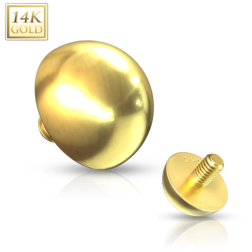 14K Solid Gold Dome Internally Threaded Dermal Anchor Top - Image 5