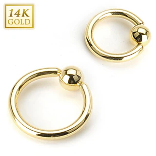 14K Solid Gold Hoop Captive Bead Rings - Image 6