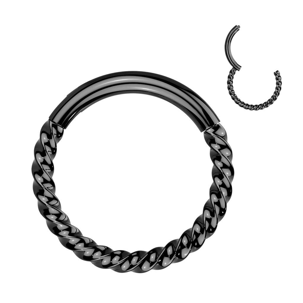All 316L Surgical Steel Braided Hinged Segment Hoop Ring Tragus Cartilage - Image 5