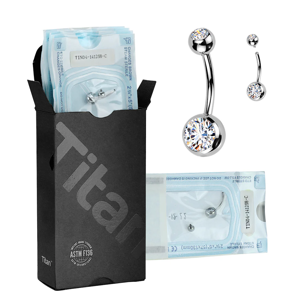 20 Pc Pack Titanium Pre-Sterilized Internally Threaded Belly Ring