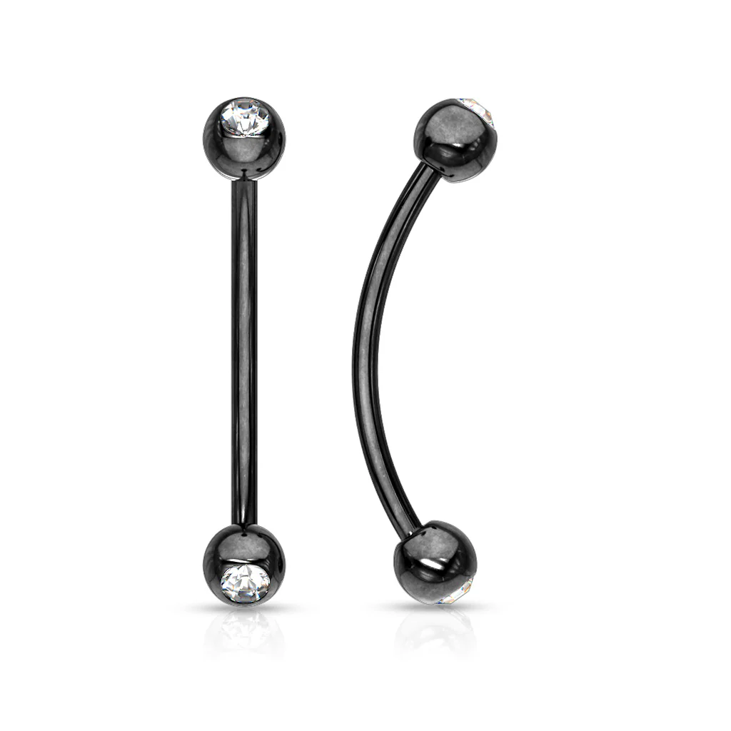 3 mm CZ Ends Curved Barbell Lobe Snake Eye Piercing 16G - Image 3