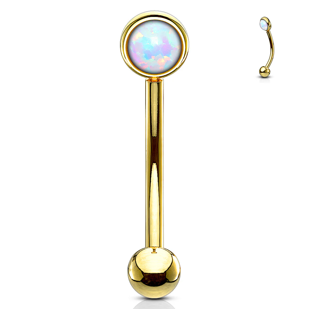 3mm Opal 316L Surgical Steel Eyebrow Ring Rook Piercing - Image 3