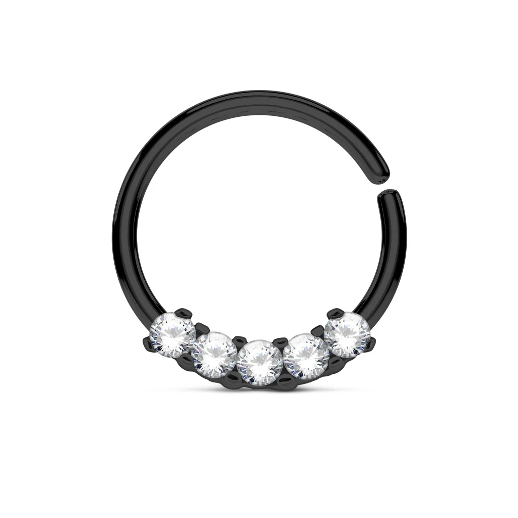 5 CZ Bendable Septum Nose Cartilage Hoop Ring - Image 4