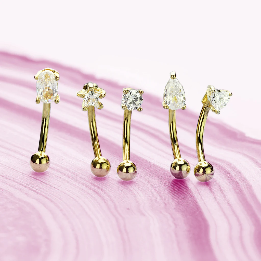 5 Pc Value Pack Basic Shapes Eyebrow Curve Ring - Image 5