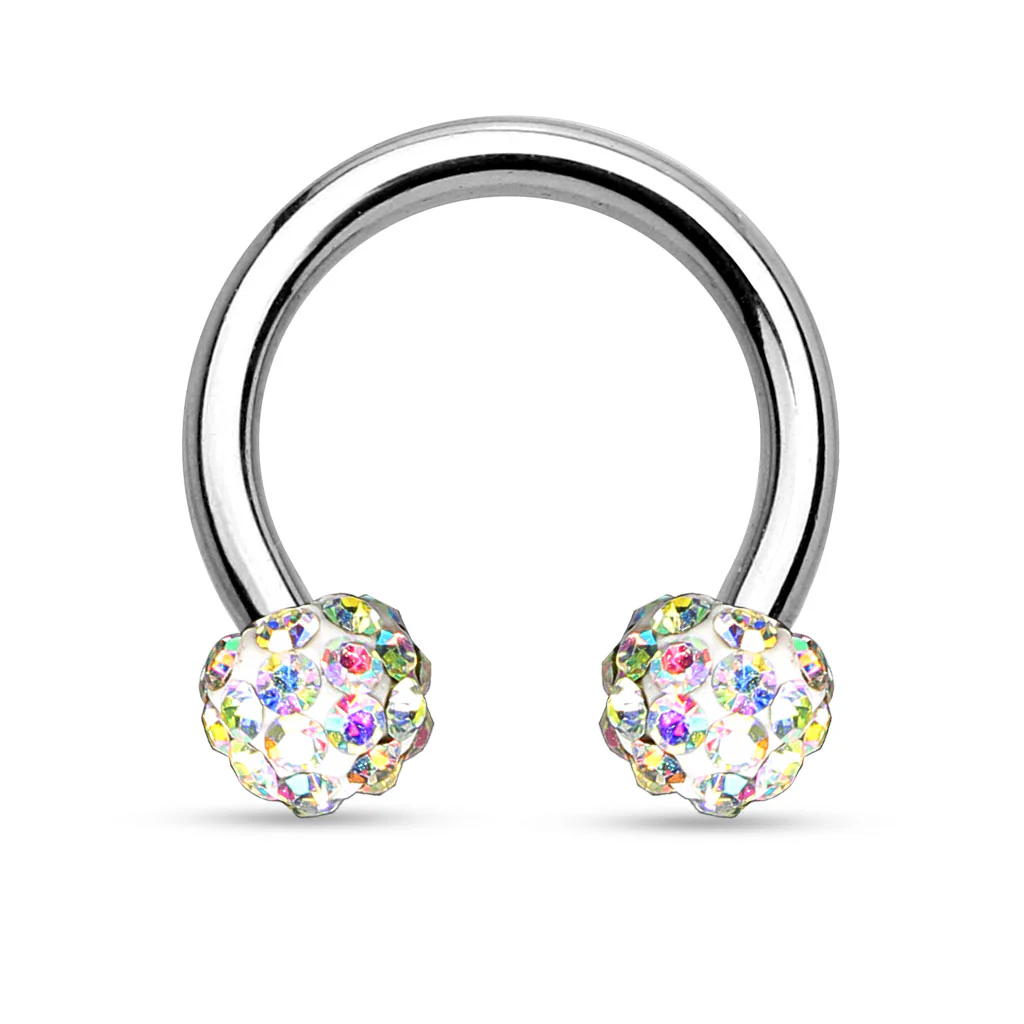 CZ Ferido Balls 316L Surgical Steel Horseshoe Circular Barbells 16G - Image 4