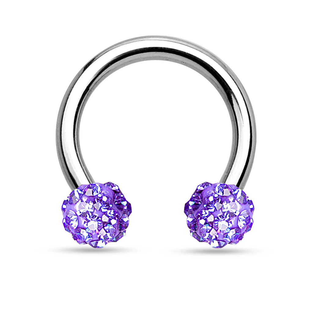 CZ Ferido Balls 316L Surgical Steel Horseshoe Circular Barbells 16G - Image 8