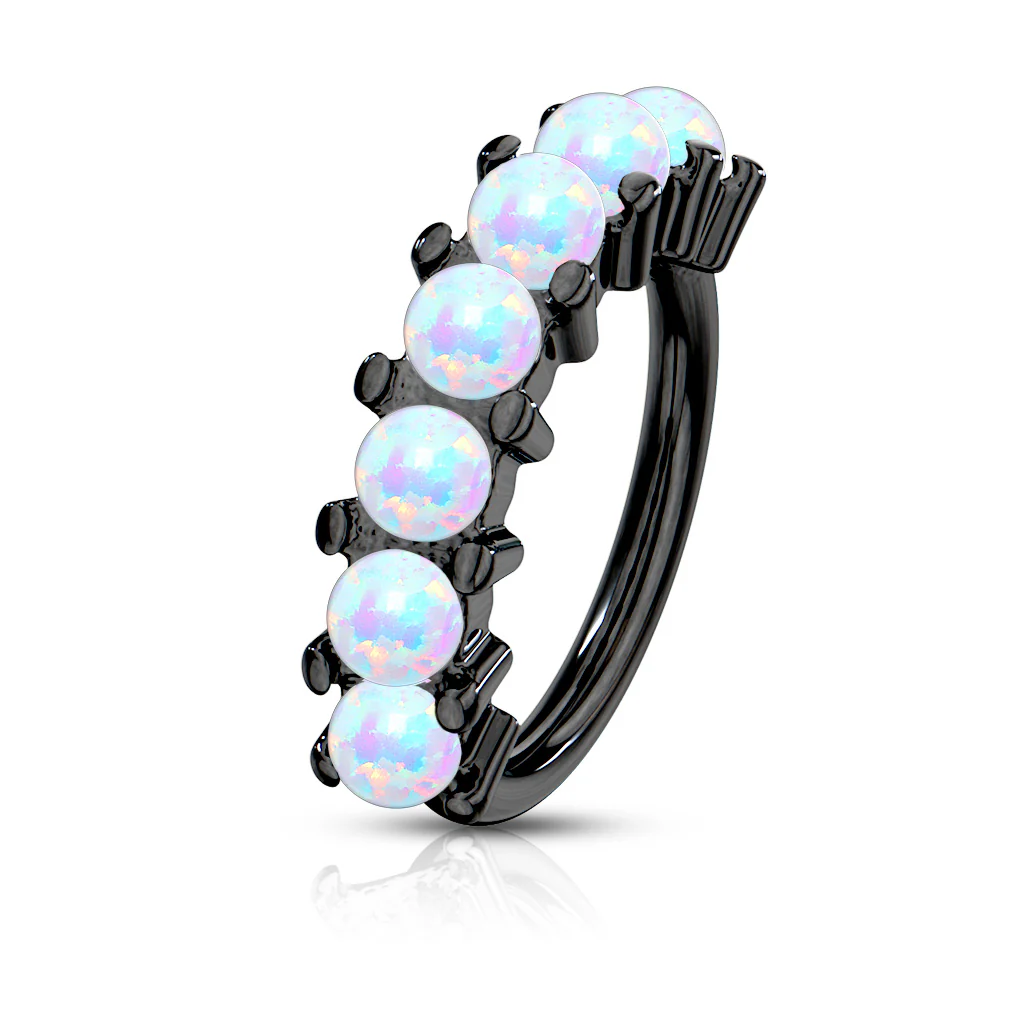 7 Opal Lined All 316L Surgical Steel Bendable Hoop Tragus Cartilage Eyebrow Nose - Image 2