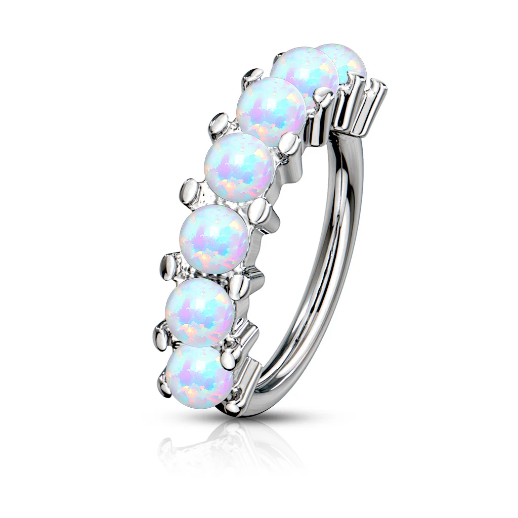 7 Opal Lined All 316L Surgical Steel Bendable Hoop Tragus Cartilage Eyebrow Nose - Image 3