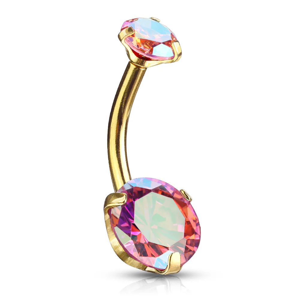 Prong Set AB CZ All Surgical Steel Belly Button Navel Rings - Image 11