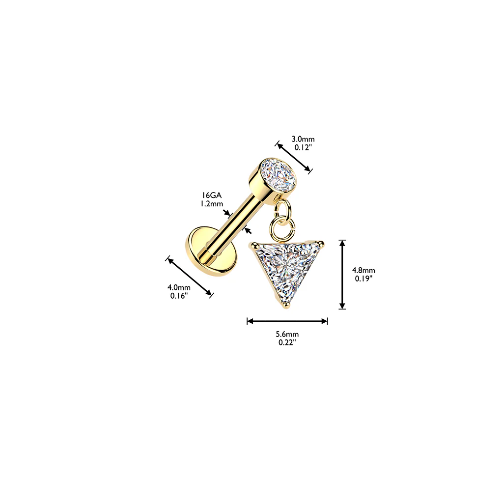 All 316L Triangle CZ Dangle Tragus Helix Ear Cartilage Studs - Image 4