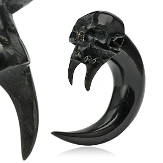 1 Pc Angel of Death Skull Hand Carved Organic Horn Ear Taper Ear Plug - Image 2