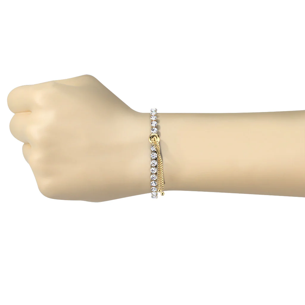 Adjustable Stainless Steel Tennis Bracelet With Prong Set CZ - Image 4
