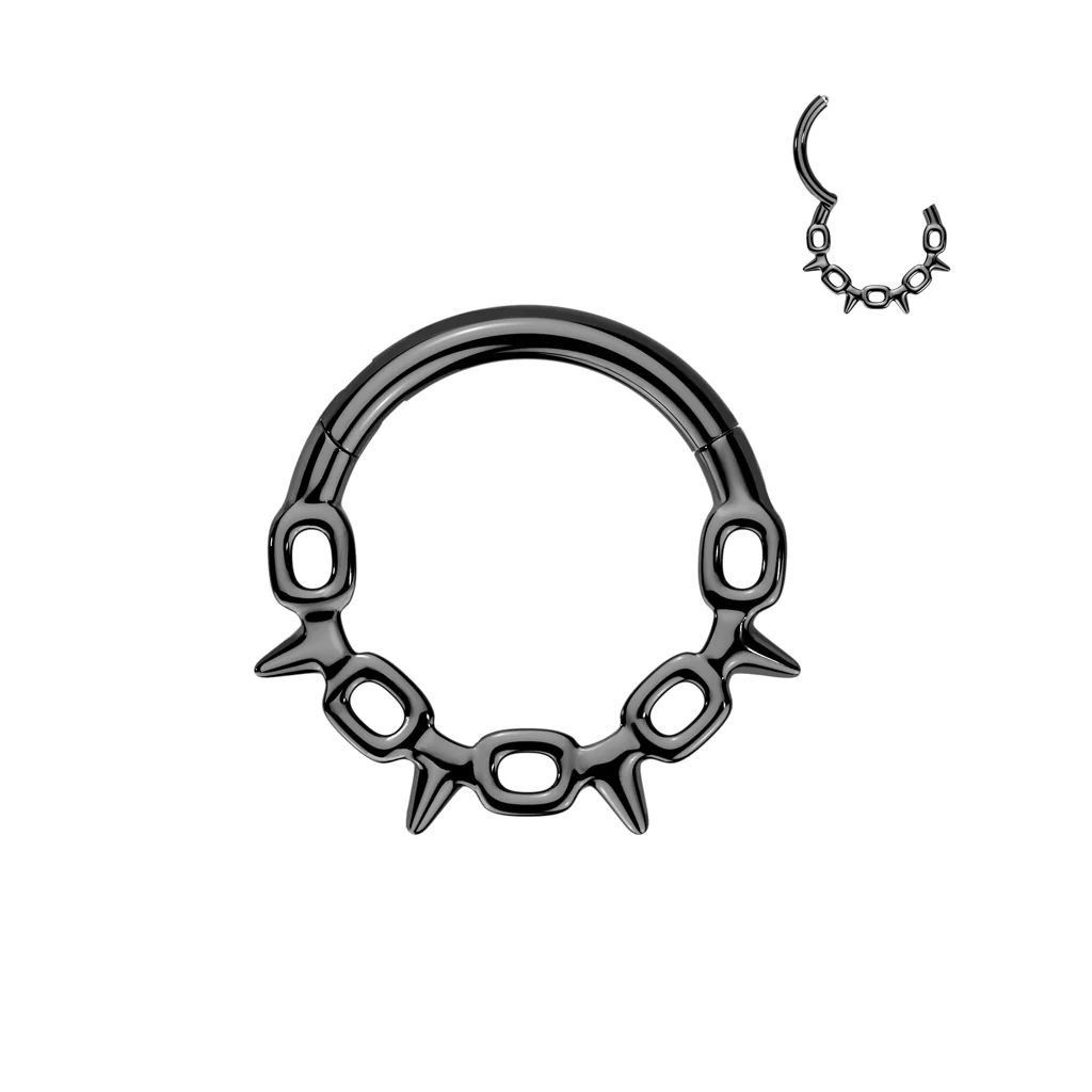 Chain Spikes Hinged Segment Hoop Ring for Nose Ear Lobe Helix - Image 3