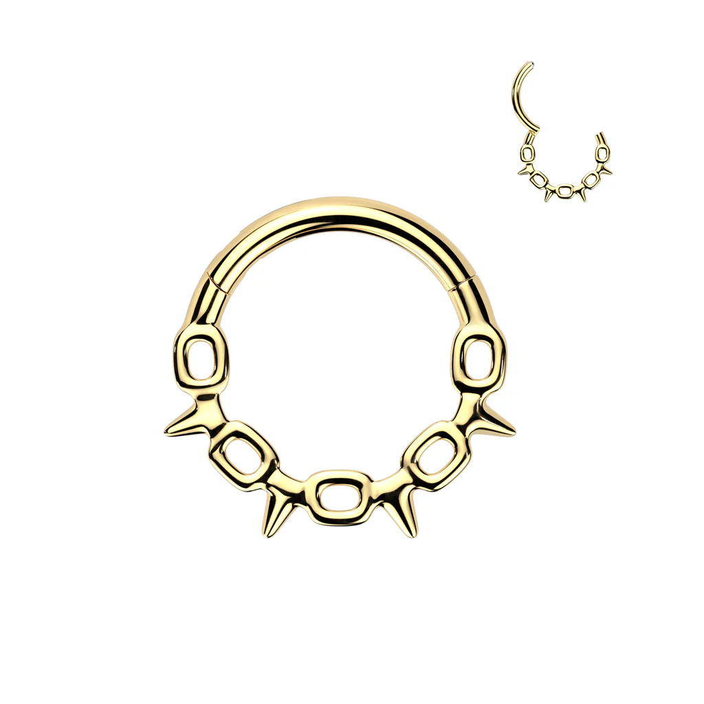 Chain Spikes Hinged Segment Hoop Ring for Nose Ear Lobe Helix - Image 4