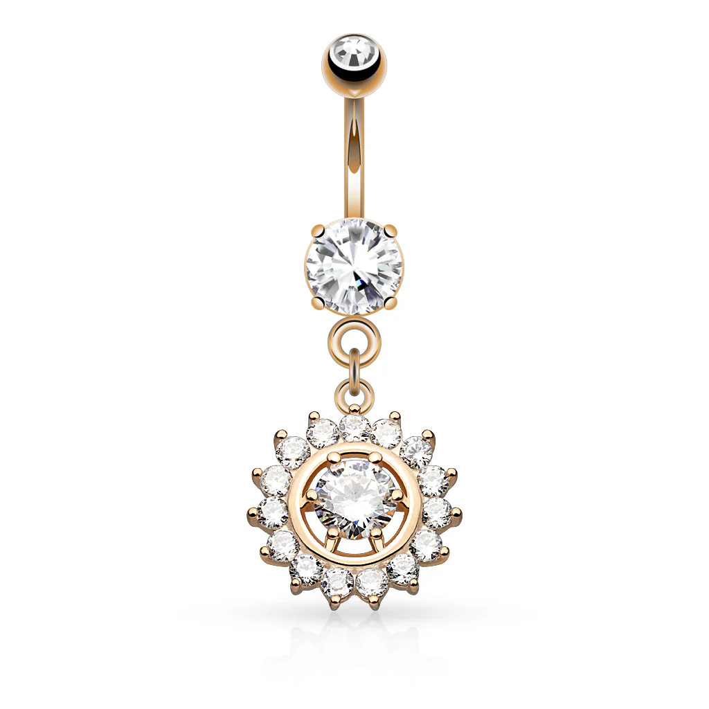 Claw Set CZ Dangle Surgical Steel Belly Button Navel Rings - Image 3