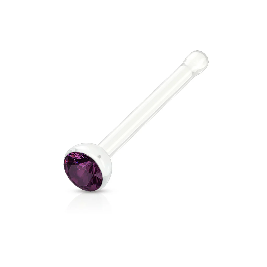 Clear Acrylic With Mixed CZ Nose Stud No Metal - Image 2