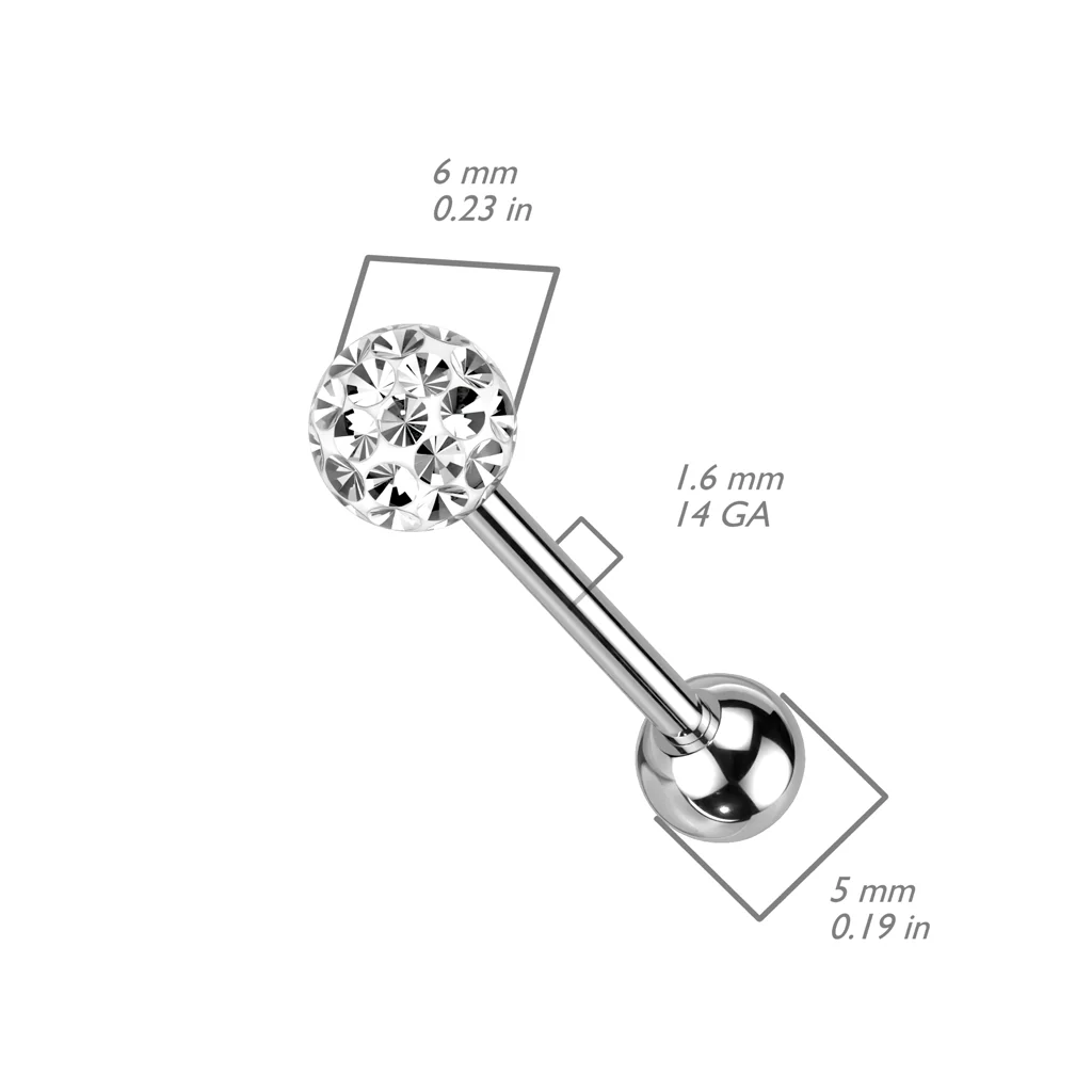 Clear Epoxy Over Multi Crystal Ferido Ball Barbell/Tongue rings - Image 6
