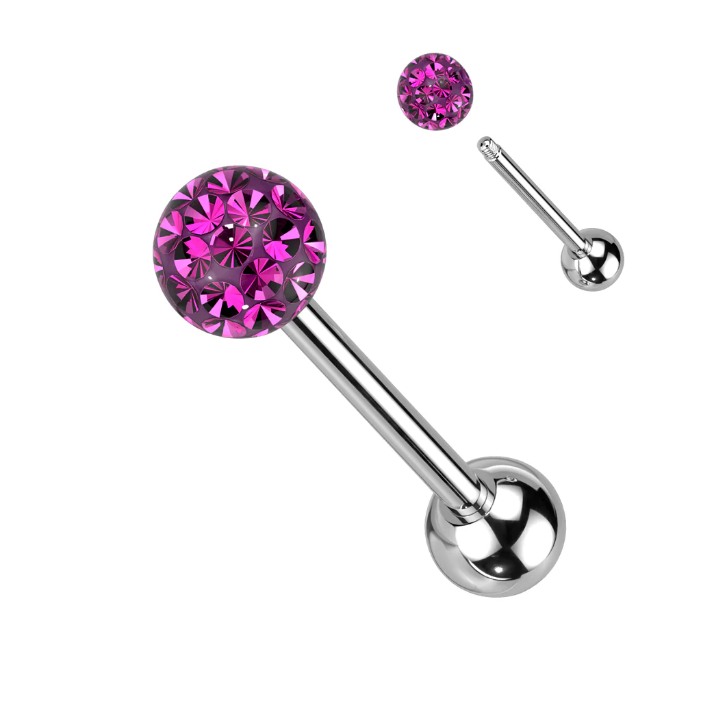 Clear Epoxy Over Multi Crystal Ferido Ball Barbell/Tongue rings - Image 9