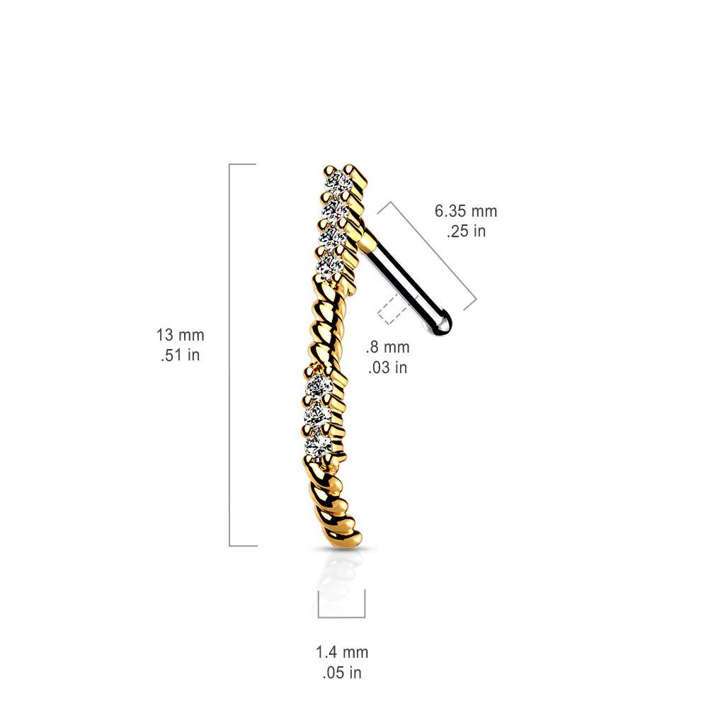 1 Pc CZ Paved Nose Crawler Bone Stud Rings - Image 2