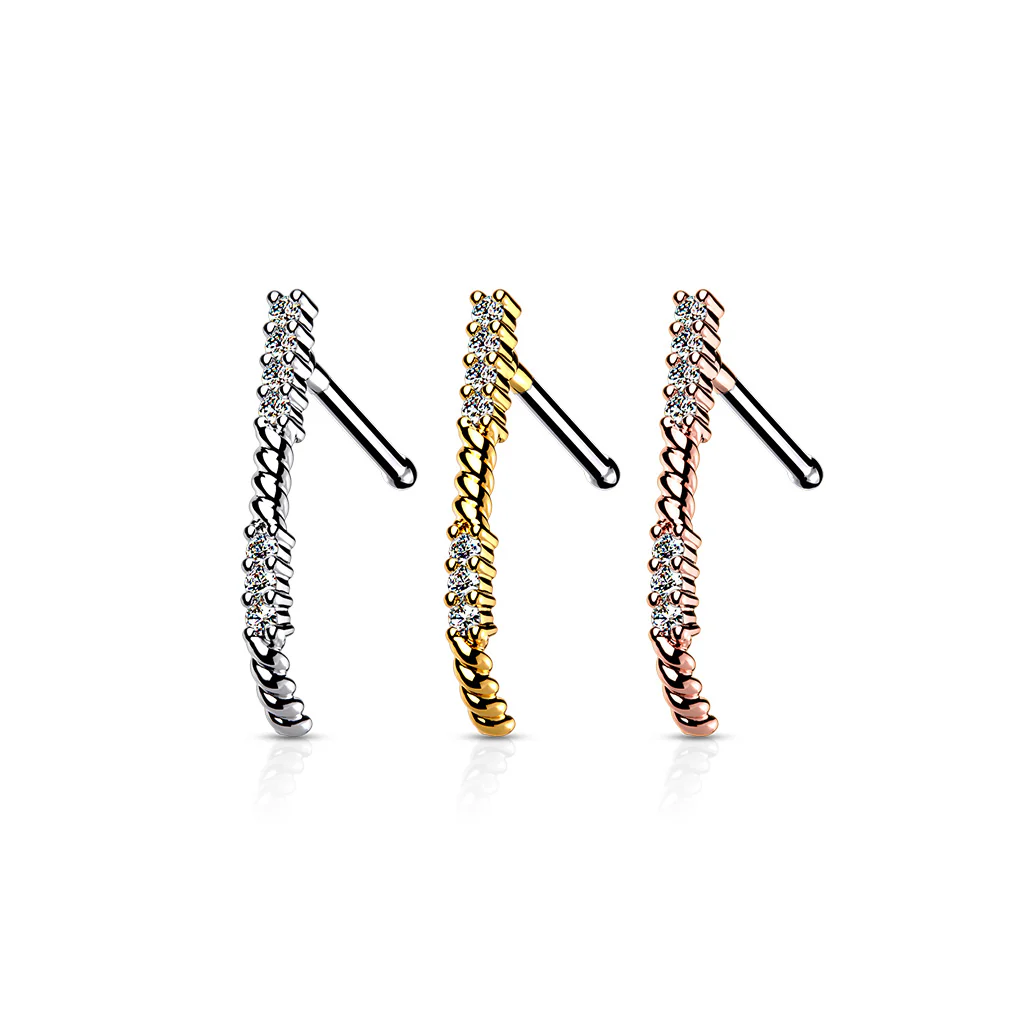 1 Pc CZ Paved Nose Crawler Bone Stud Rings - Image 7