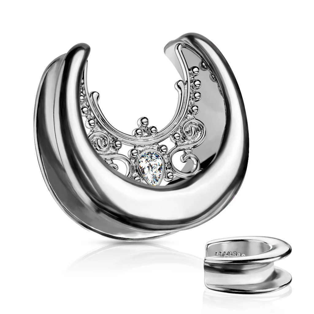 1 Pc Floral Filigree Center All Surgical Steel Saddle Spreader Ear Plugs - Image 4