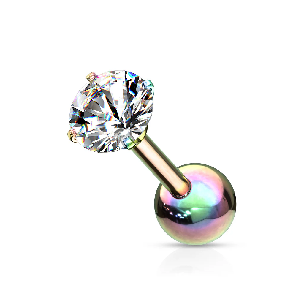 1 Pc Prong Set Round CZ Ear Cartilage Tragus Barbell Studs - Image 6