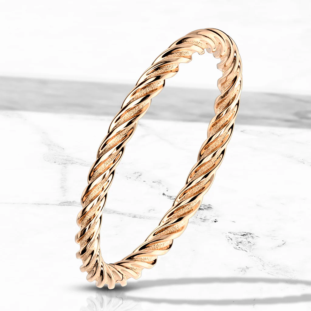 Twist Rose Gold Plated On Surgical Steel Rings - Image 2