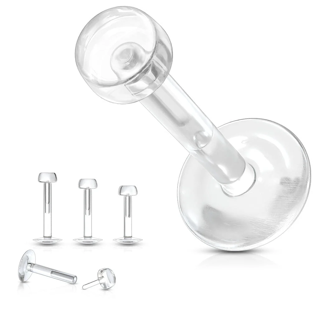 10 Pc Bio-Flex Clear Push In Top Tongue Retainers Ear Cartilage 14G - Image 3