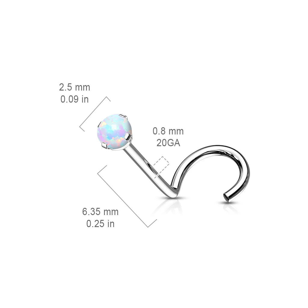 G23 Solid Titanium Prong Set Opal Top Nose Screw Ring - Image 6
