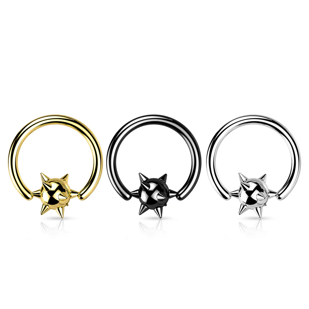 Spiked Ball Captive Rings Ear Cartilage Nose Septum Ring - Image 3