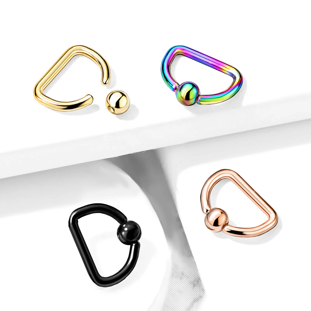 4 Pc 16G Titanium D Shaped Captive Rings Ear Cartilage Nose Septum Ring - Image 3