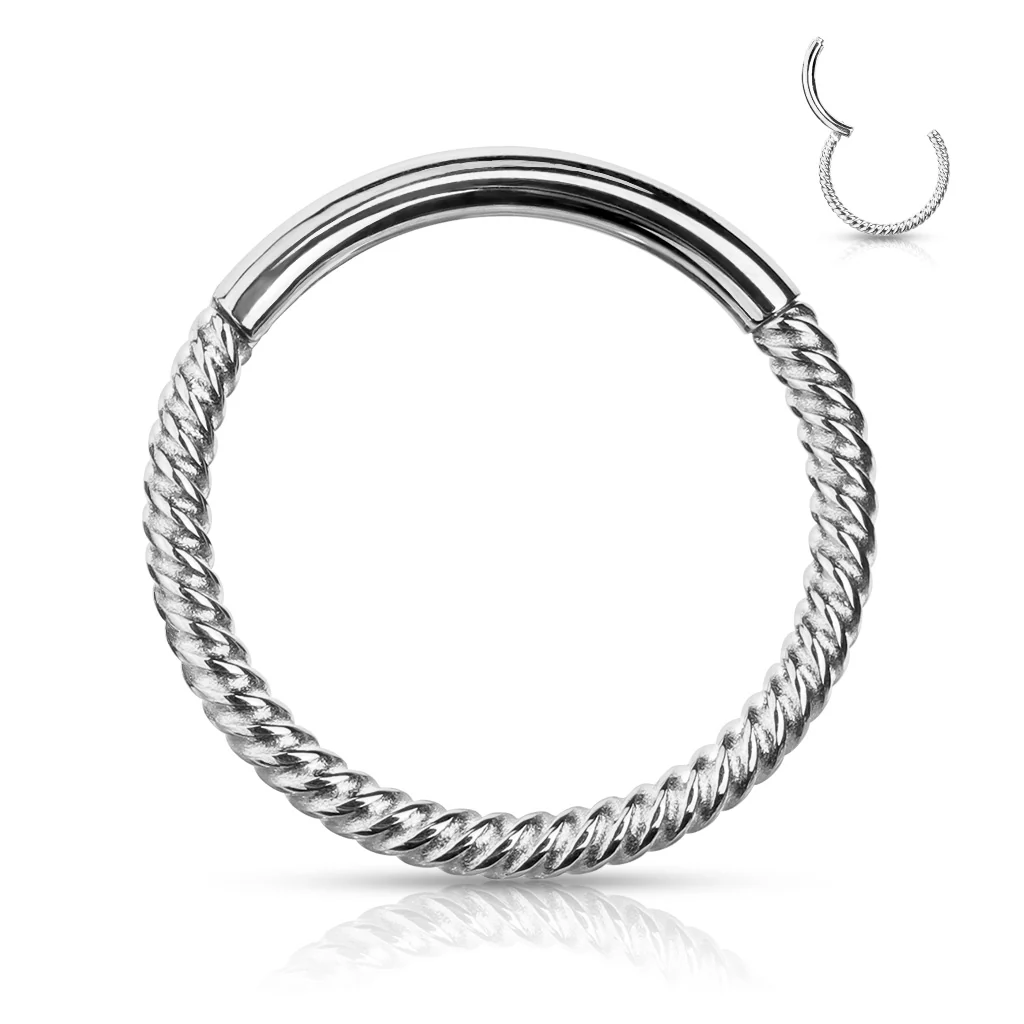 16G Titanium Plated On All Surgical Steel Hinged Segment Hoop Braided Rings - Image 3