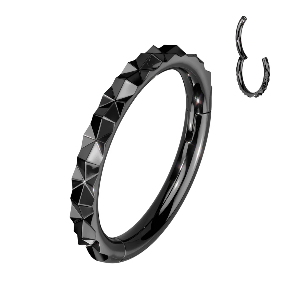 Precision Outward Facing Faceted Hinged Segment Hoop Rings - Image 5