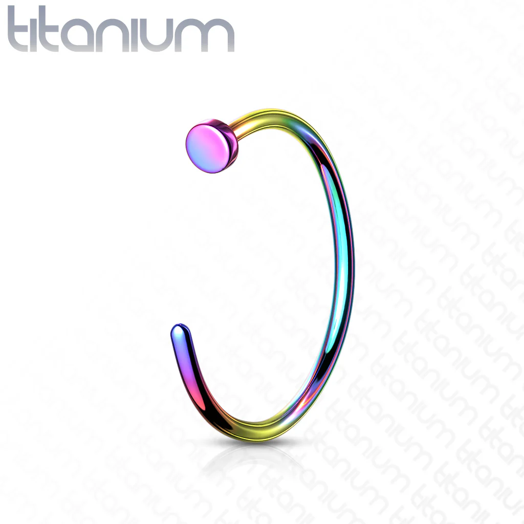 18G Implant Grade Titanium Flat Top Nose Hoop Rings - Image 2