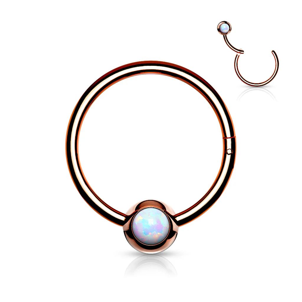 16G Surgical Steel Opal Hinged Segment Hoop Rings Tragus Cartilage - Image 5