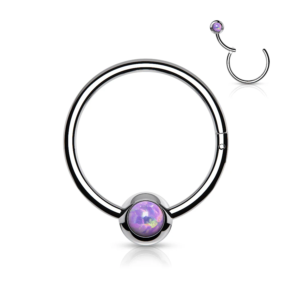 16G Surgical Steel Opal Hinged Segment Hoop Rings Tragus Cartilage - Image 6