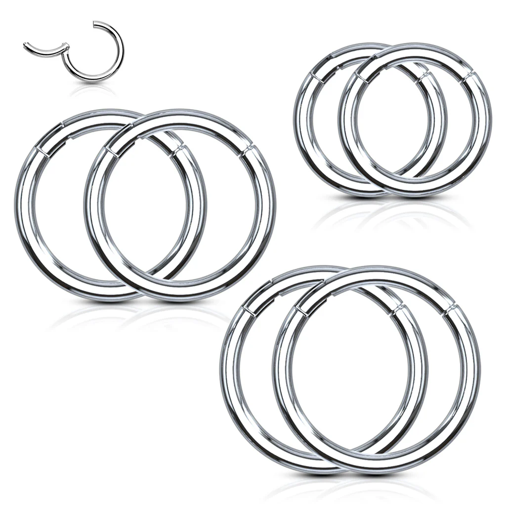 3 Pairs  Precision Hinge Action Segment Rings Ear Nose Lip - Image 2