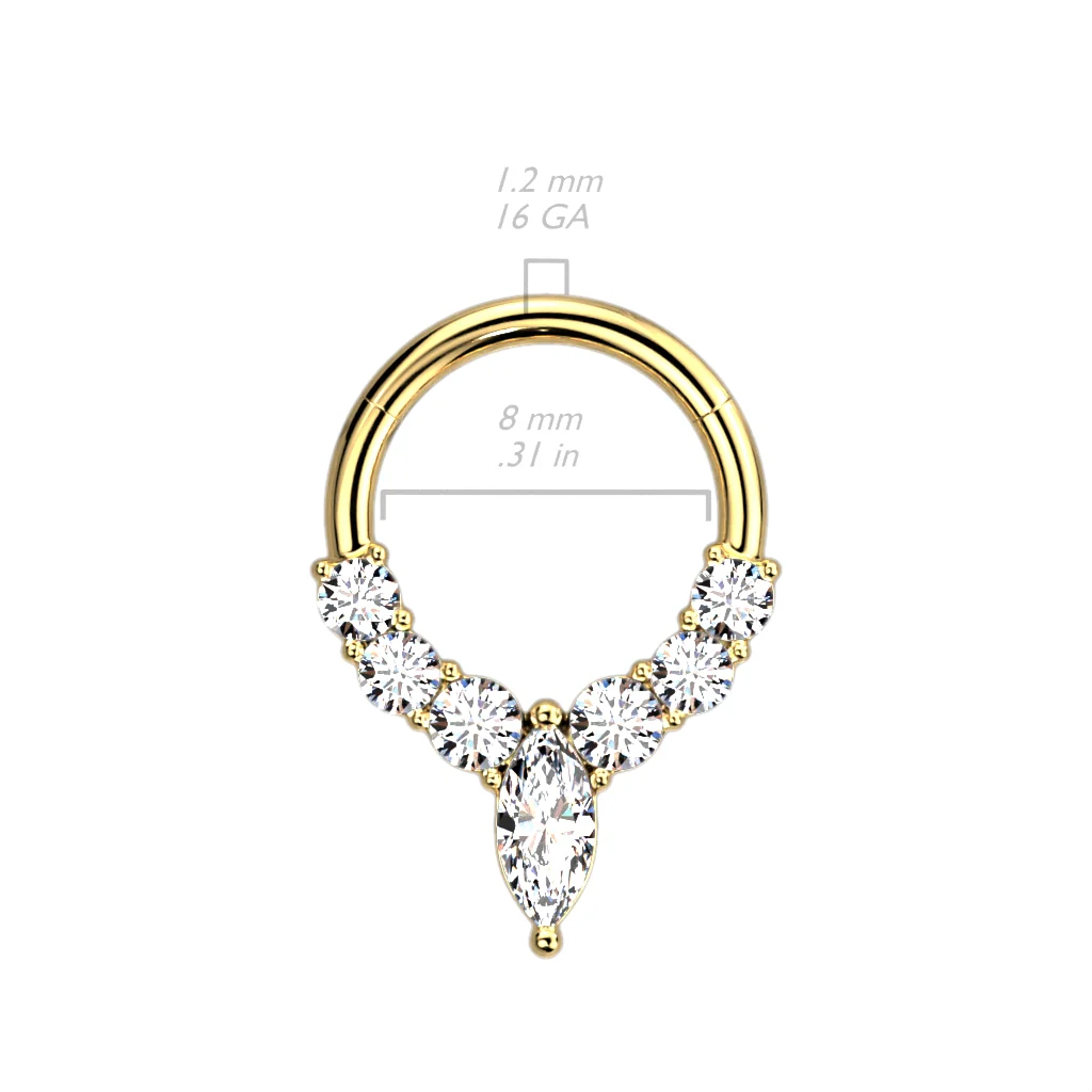 High Precision Marquise CZ Hinged Hoop Segment Rings Ear Cartilage - Image 2