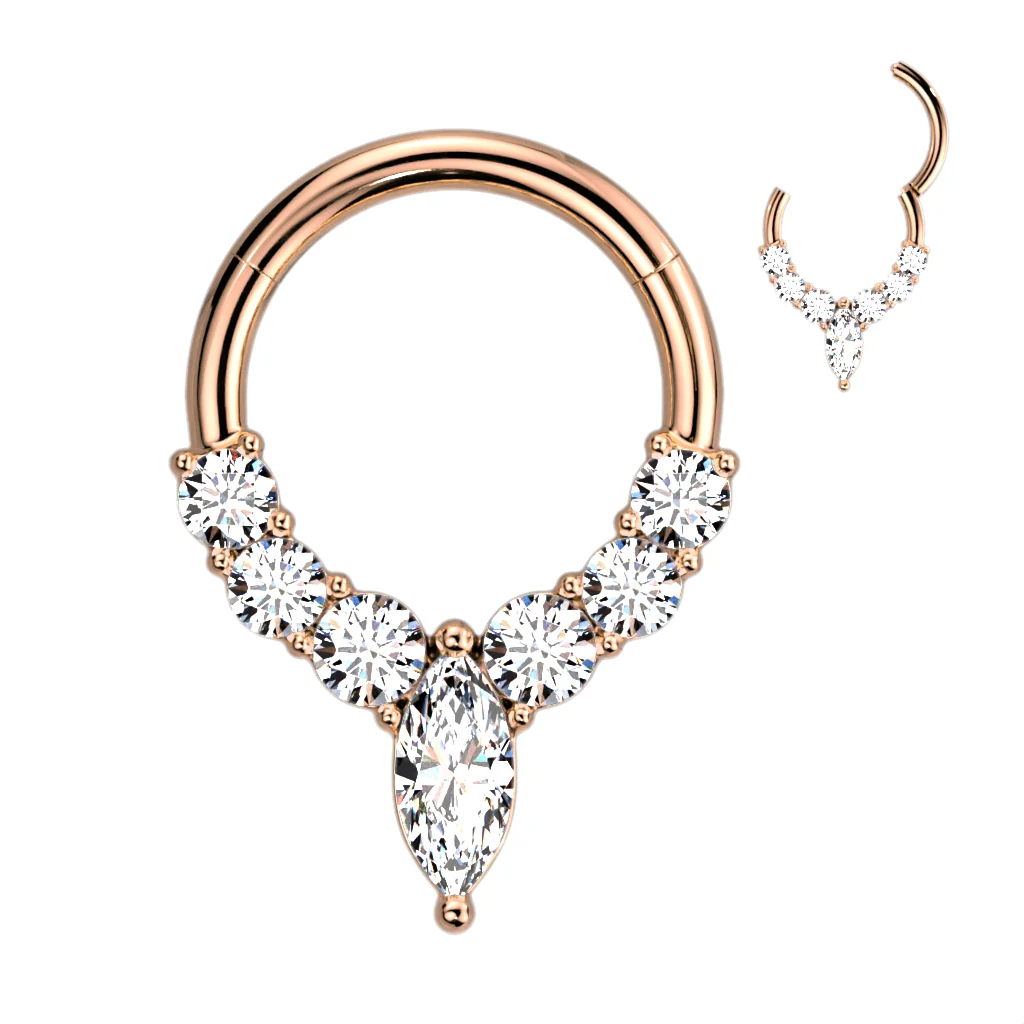High Precision Marquise CZ Hinged Hoop Segment Rings Ear Cartilage - Image 4