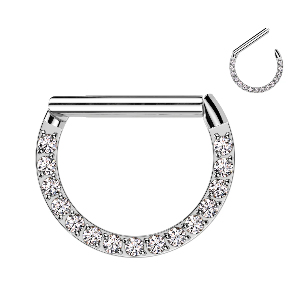 Prong Set CZ Hinged Segment Rings Nose Septum Ear Cartilage - Image 4