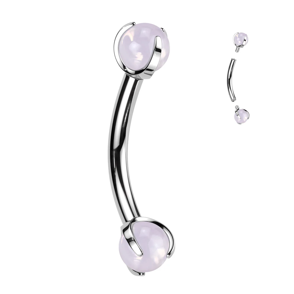 Implant Titanium Curved Barbell With Claw Set Natural Stone Ends - Image 5