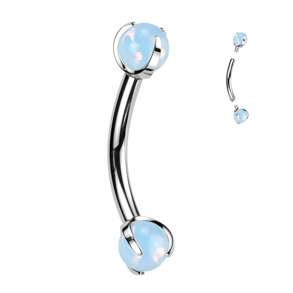 Implant Titanium Curved Barbell With Claw Set Natural Stone Ends - Image 6