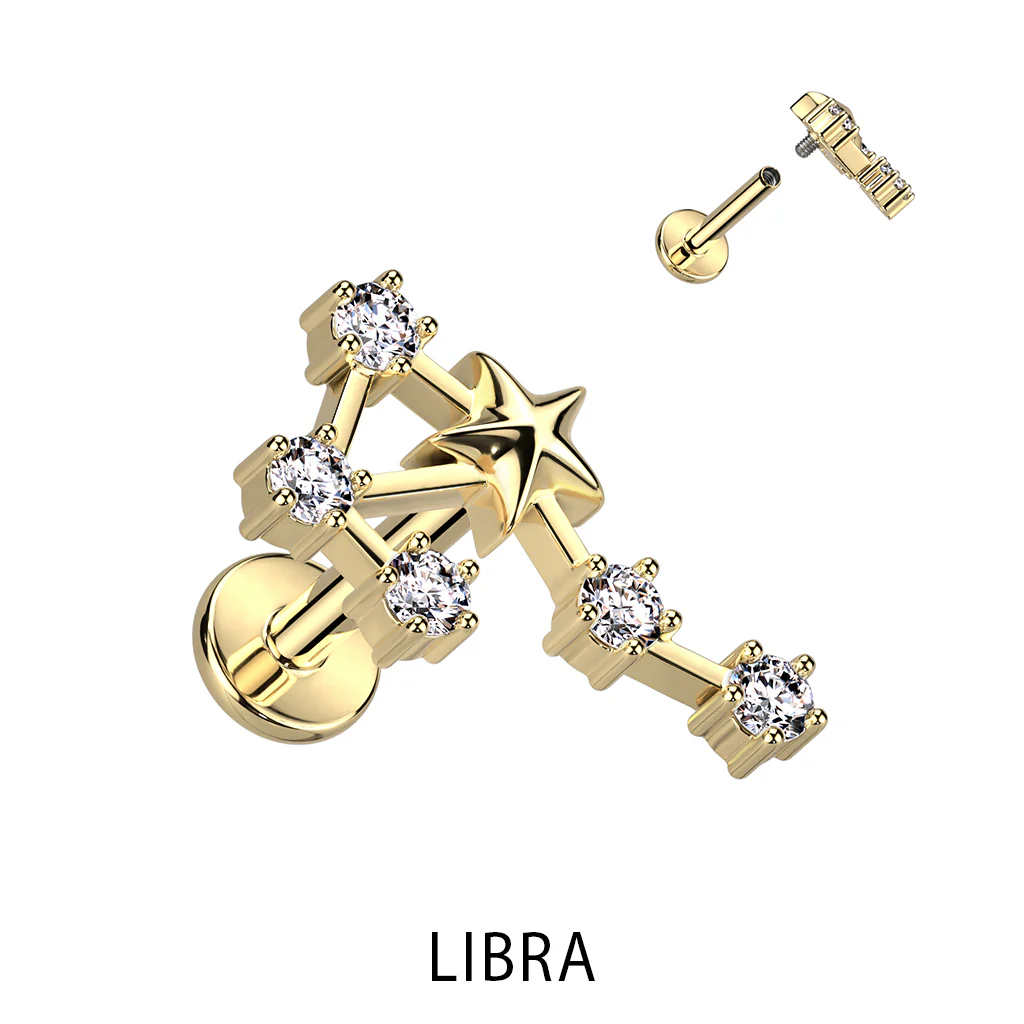 Gold Plated CZ Zodiac Constellation Labret Tragus Helix Ear Cartilage Studs - Image 7