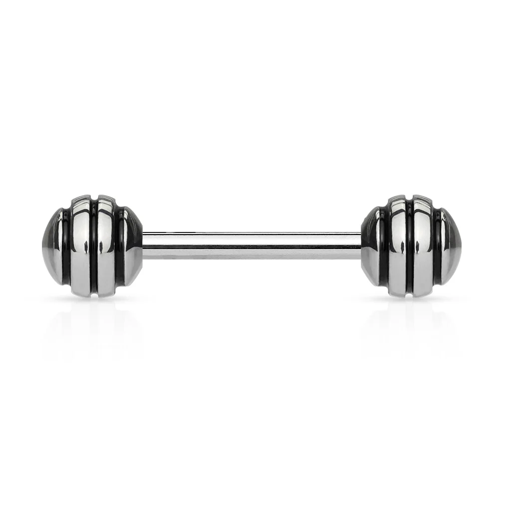 6 mm Epoxy Red Stripe Ball  Surgical Steel Barbell Tongue Rings Nipple Barbells - Image 4